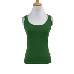 Marmot Tank Top Womens S Small Grass Green Built In Bra Criss Cross Back Fitted